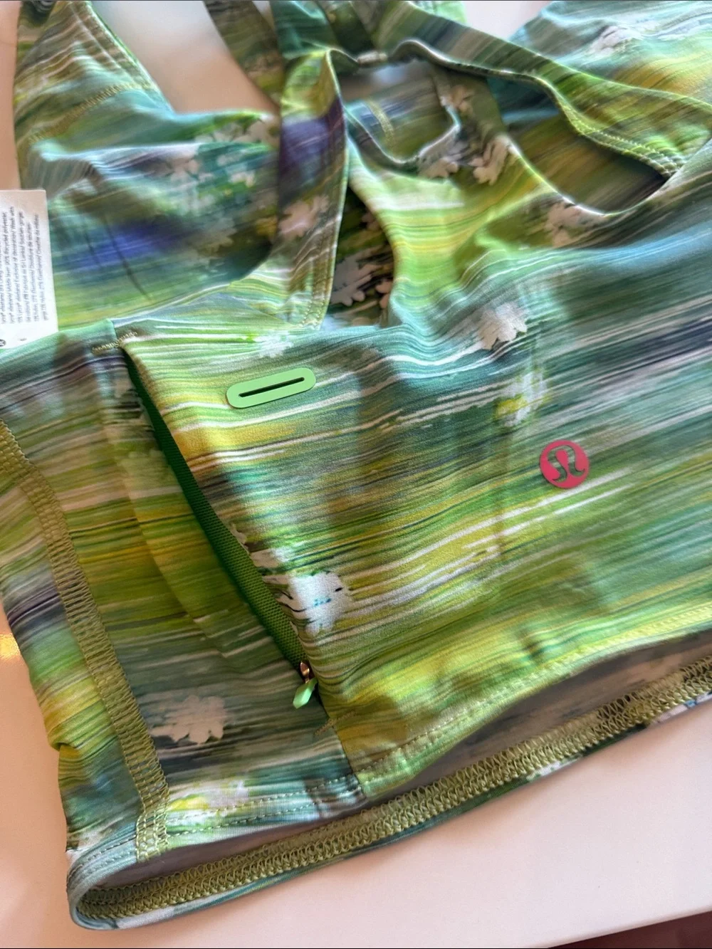 lululemon athletica Green and Blue Watercolor Racerback Sports Bra - Picture 4 of 4